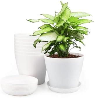 Mkouo Cm Plastic Plant Pots Indoor Set Of Flower Planter Modern