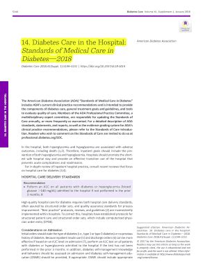 Fillable Online Care Diabetesjournals Diabetes Care In The Hospital