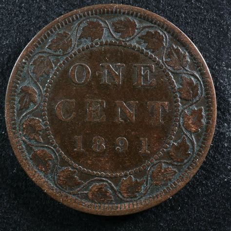 1 Cent 1891 Sd Ll Obv 3 Canada One Large Penny Bronze Queen Victoria C