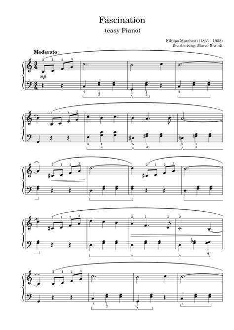 Fascination Filippo Marchetti Sheet Music For Piano Solo Easy