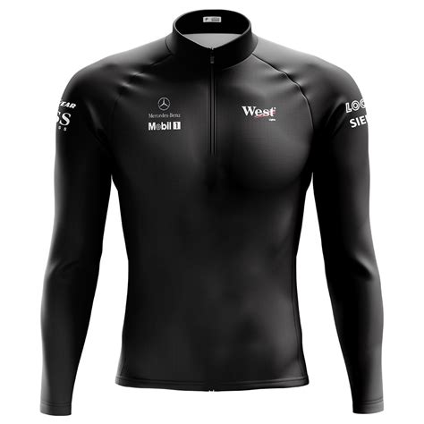 Camisa Ciclista Manga Longa Masculina Mercedes Preta Dry Fit Protecao