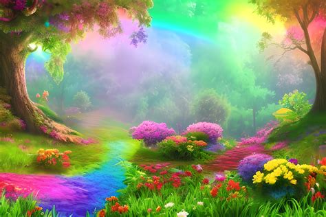 Rainbow Colorful Nature Landscape Graphic by Fstock · Creative Fabrica