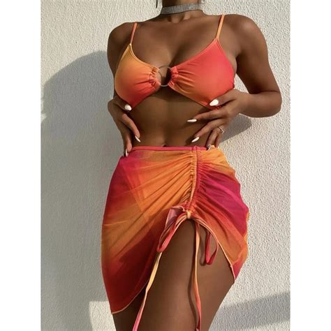 Jual Sexy Bikinis 2025 Women Swimsuit 3 Pieces Bikini Set Tie Dye Cover