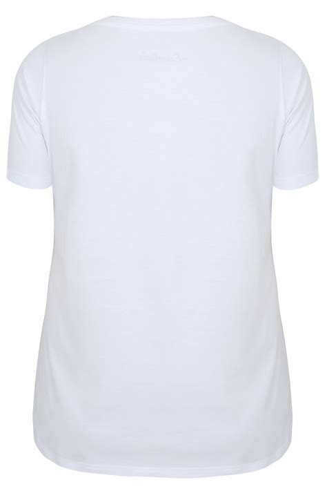 White Scoop Neck Cotton T Shirt Plus Size 16 To 36