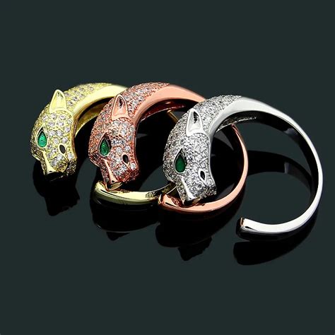 Wholesale High Quality Jewelry Leopard Full CZ Open Ring Classic