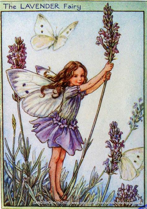 1930s Lavender Fairy Cicely Mary Barker Print Ideal For