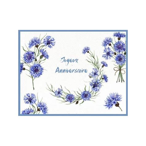 Carte Anniversaire Fleurs Aquarelle Bleuets