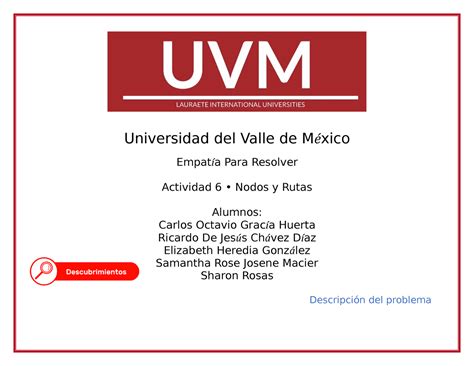 Nodos Y Rutas Actividad N Mero Seis Universidad Del Valle De M Xico