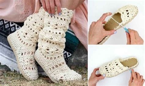 Lacy Crochet Boots Pattern For Adults Made With Flip Flops