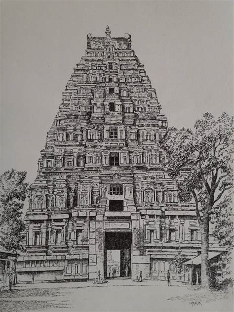 Virupaksha Temple Hampi Drawing by Mahua Pal | Saatchi Art