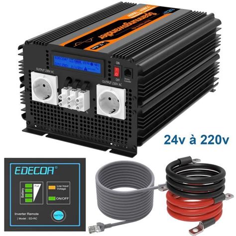 EDECOA 3500W Convertisseur 24 V 220 V Pur Sinus Onduleur Haute