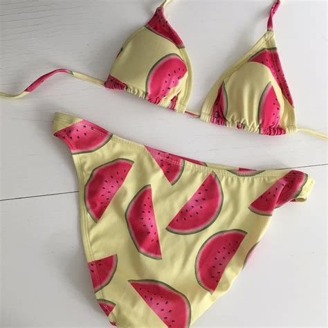 Vintage S Bikini With High Leg Cut And Watermelon Depop