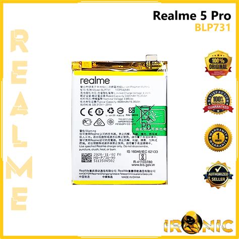 Realme 5 Pro Battery Model BLP731 Original Equipment Manufacturer