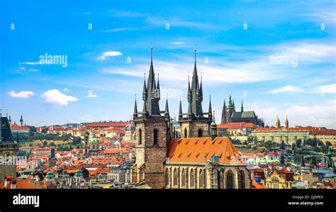 Aerial View Of Tynsky Temple And Old Town Of Prague Stock Photo Alamy