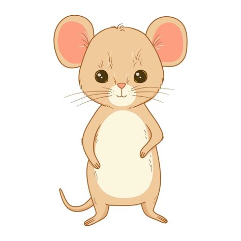 Cute Mouse Character Vector Cartoon Flat Illustration Isolated On