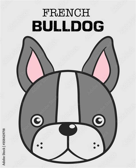 Cute cartoon french bulldog. Hand drawn vector illustration art . Grey ...