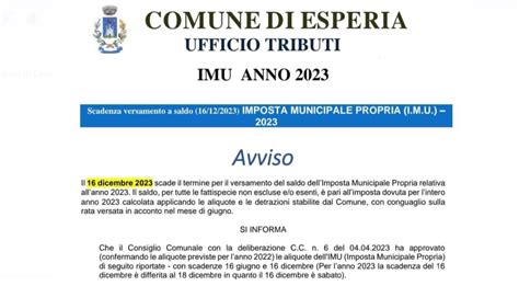 Avviso Scadenza Termine Per Il Versamento Del Saldo Dell Imposta