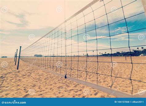 Beach Volleyball Net In Santa Barbara Shore Stock Photo Image Of