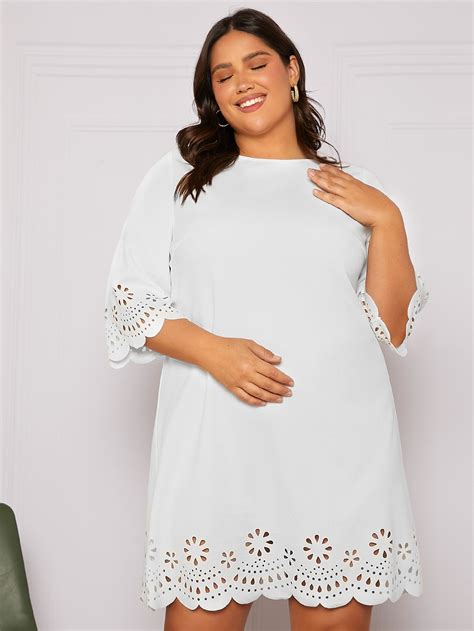 Shein Plus Laser Cut Scallop Trim Dress