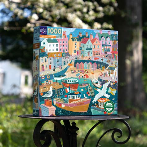 Seaside Boat Harbor Village 1000 Piece Jigsaw Puzzle Unique Ts Eeboo