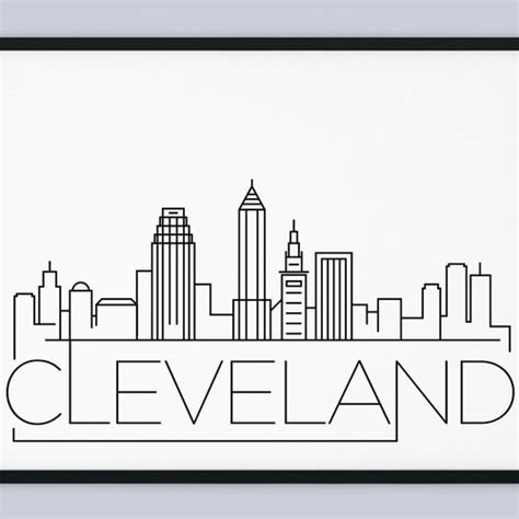 Cleveland Skyline Print Ohio Printable Cleveland Poster Etsy