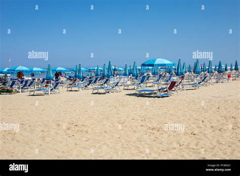 Roseto degli Abruzzi, Italy - June 21, 2017: Beach of Roseto degli Abruzzi, Abruzzo, Italy ...