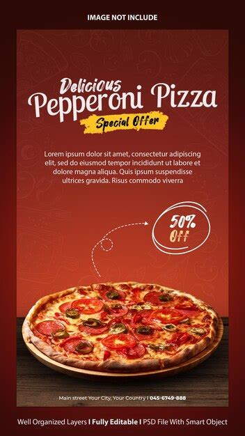 Premium PSD Delicious Pepperoni Pizza Promotion