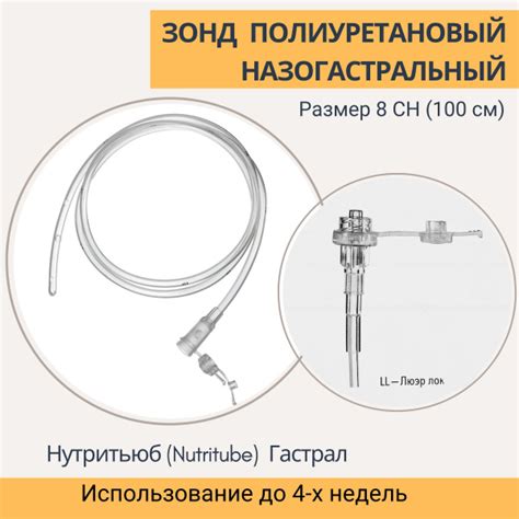 Зонд назогастральный 8 СН/100см Нутритюб Гастрал полиуретановый ...