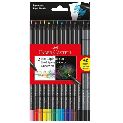 Lápis De Cor Faber Castell Supersoft 12 Cores Art Pel