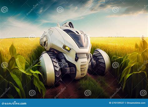 Futuristic Farming Machines Automated And Solar Powered Robots In