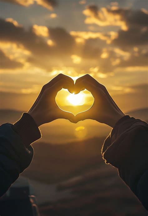 Serene Sunset Heart Shape Hands Photograph For Art Playground