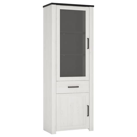 Provence Tall Narrow Glazed Cabinet 2 Door 1 Drawer Tall Cabinet