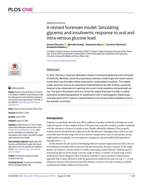 PDF A Revised Sorensen Model Simulating Glycemic And Insulinemic