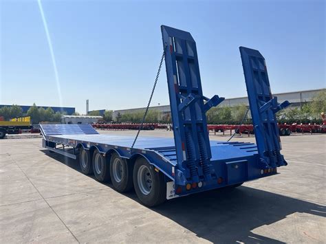 Cimc Heavy Duty 4 Axles Low Bed Truck Trailer 60 Tons Low Bed And