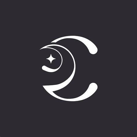 우아한 퀸 스타 뷰티 화장품 로고 문자 C 프리미엄 벡터