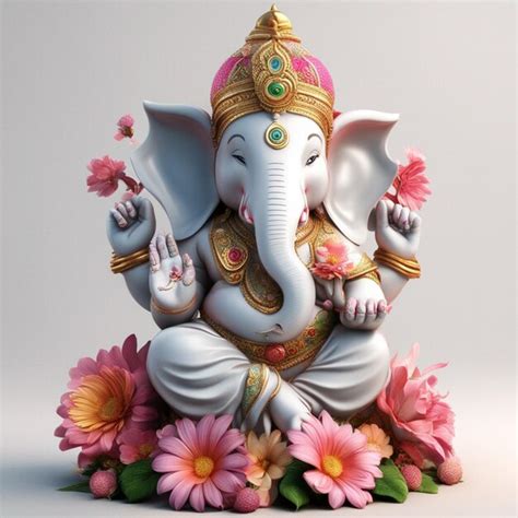 Premium AI Image | A cute hindu god lord ganesha color full with ...