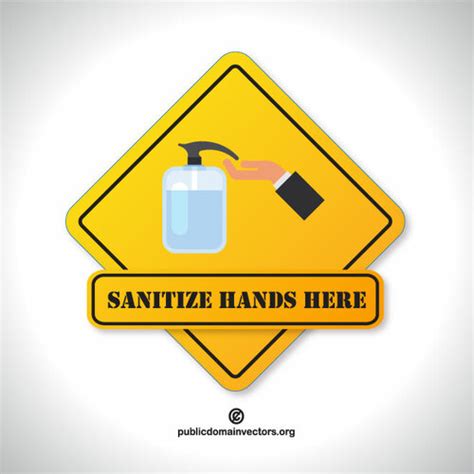 Sanitize Hands Here Warning Sign Public Domain Vectors