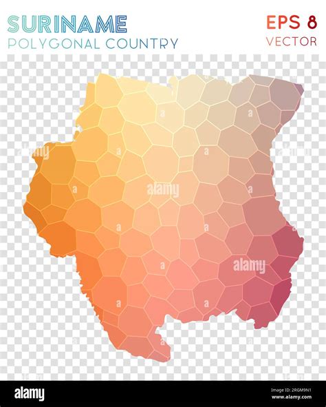 Suriname Polygonal Map Mosaic Style Country Cool Low Poly Style