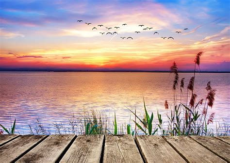 Blue Sky Shore Yellow Bonito Sunset Clouds United States