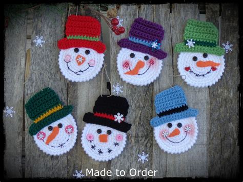 Snowman Christmas Ornament, Crochet Snowmen, Gift Ornament - Etsy