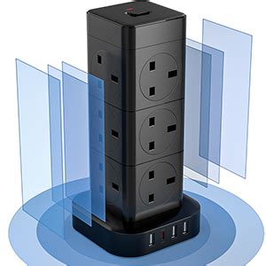 Hulker Tower Extension Lead With Usb Way Usb Type C And Usb