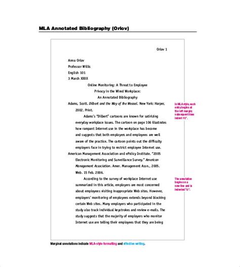 Example Of An Annotated Bibliography Mla Format Researchon Web Fc