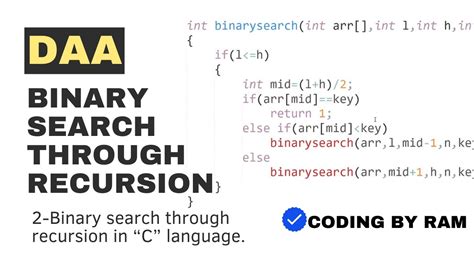 Binary Search Through Recursion In C Language Binary Search