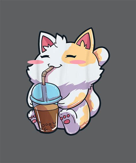 Anime Cat Boba Bubble Tea Kawaii Neko Digital Art By Ras Kira