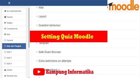 Setting Quiz Di Moodle Youtube