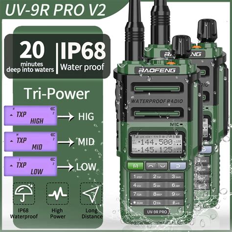 Baofeng Uv9r Pro Ip68 Waterproof Walkie Talkie High Power Uhf Vhf Ham Cb Radio Upgraded Of Uv 9r