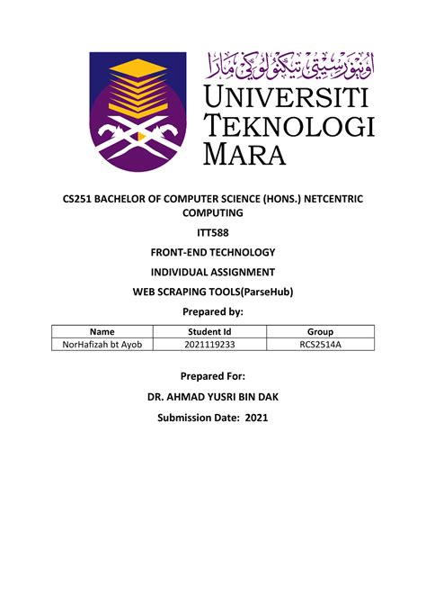 Individual Project Norhafizah BT AYOB CS251 BACHELOR OF COMPUTER