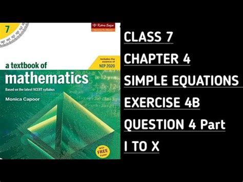 Class 7 Maths Ratna Sagar Ex 4B Que 4 Part I TO X Ch 4 SIMPLE