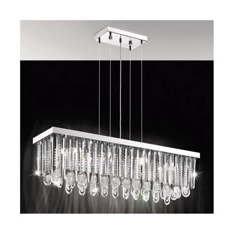 Eglo Lighting Calaonda Rectangular Crystal Ceiling Pendant Light In Chrome Finish 93423