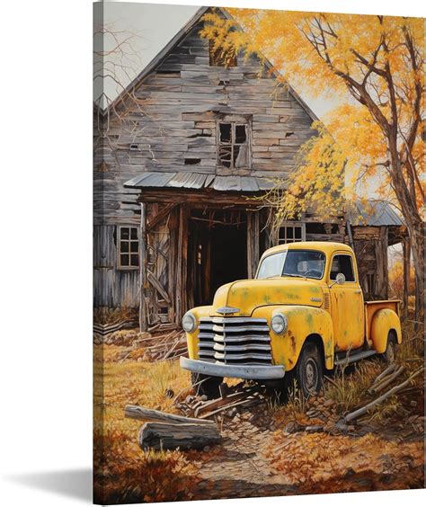 Amazon GLOKAKA Rustic Old Truck Wall Art Farmhouse Barn Wall Decor